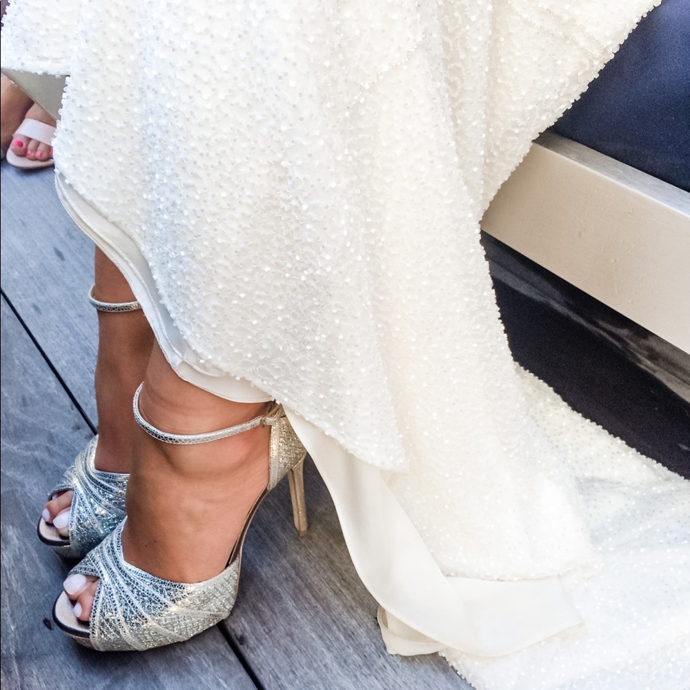 Jimmy Choo Kafta Champagne Glitter Platform Size 37